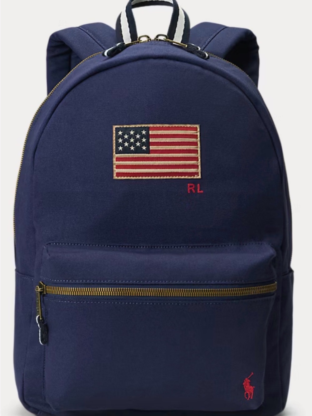 Ralph Lauren Navy Backpack with American Flag Patch